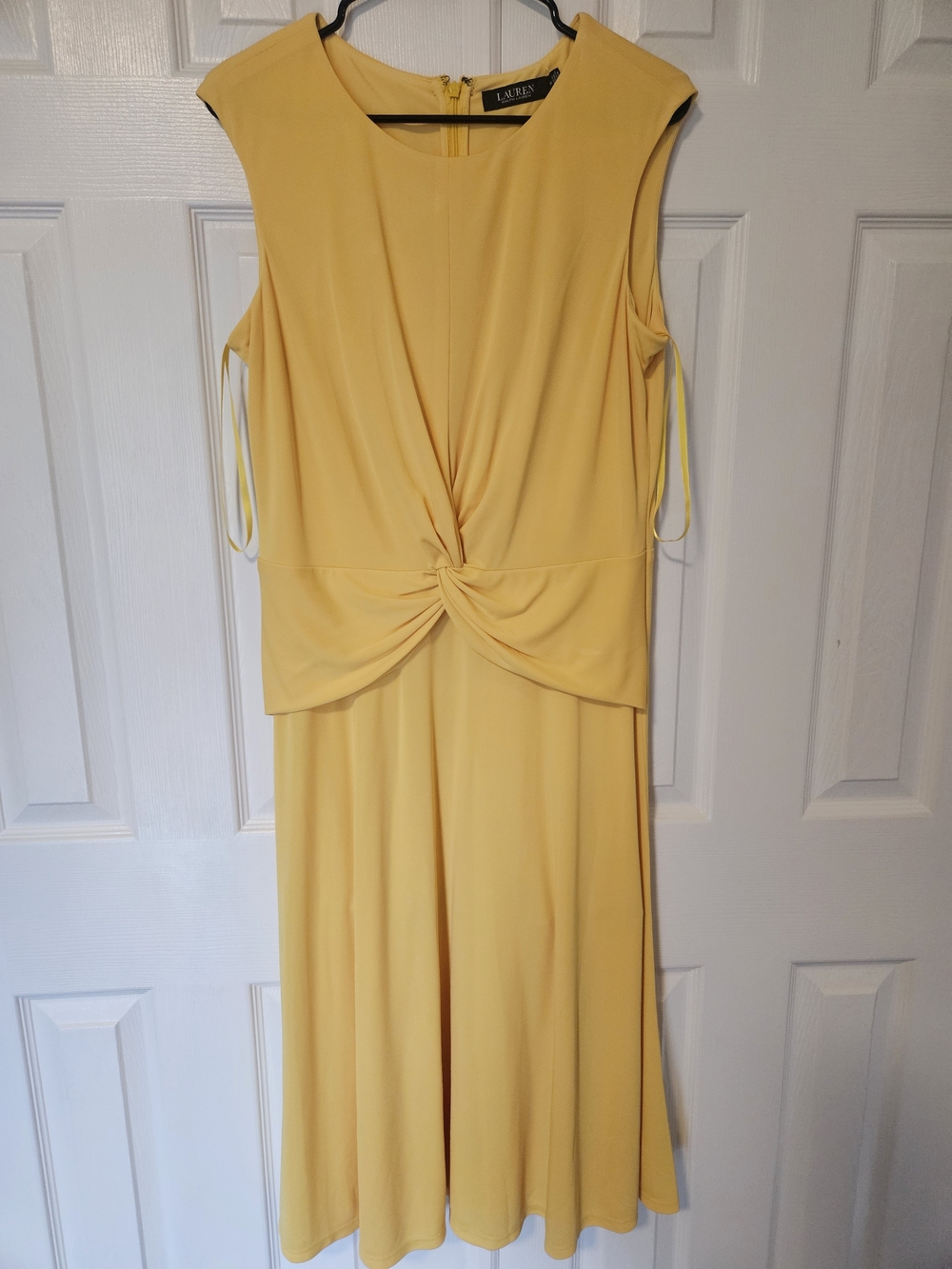 NWT Lauren Ralph Lauren Yellow Twist-Front Midi Dress